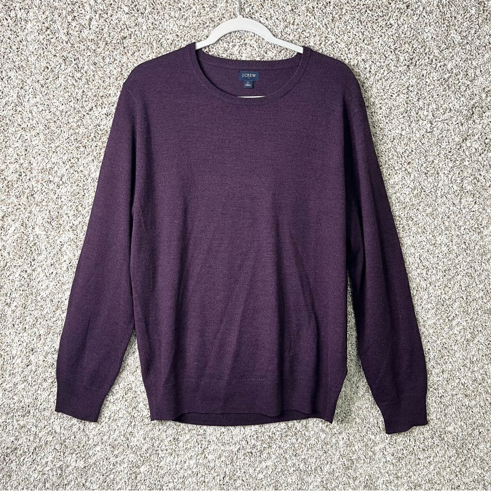 J. Crew Factory Sweater Men’s Large Dark Purple Wool Blend Crew Neck Long Sleeve